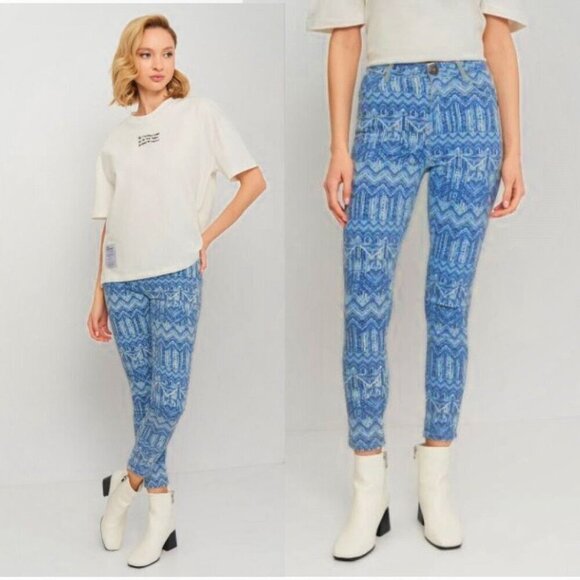 NWT DESIGUAL High Waisted Blue Skinny Jean 4 - Picture 1 of 10